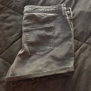 Faded black denim shorts
